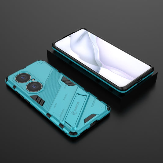 For Huawei P50 Pro Punk Armor 2 in 1 PC + TPU Shockproof Case with Invisible Holder(Blue) by buy2fix