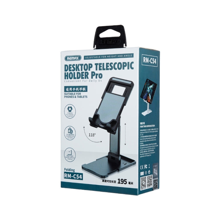 Remax RM-C54 Desktop Telescopic Stand Pro for All Mobile Phones & Tablets within 12 inch(Black) - Desktop Holder by REMAX | Online Shopping UK | buy2fix