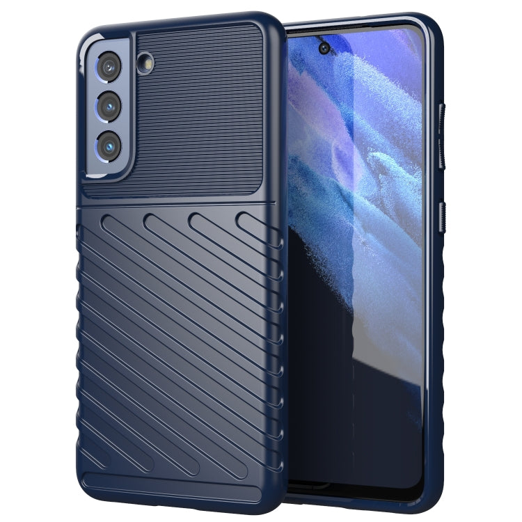 For Samsung Galaxy S21 FE Thunderbolt Shockproof TPU Protective Soft Case(Blue) by buy2fix