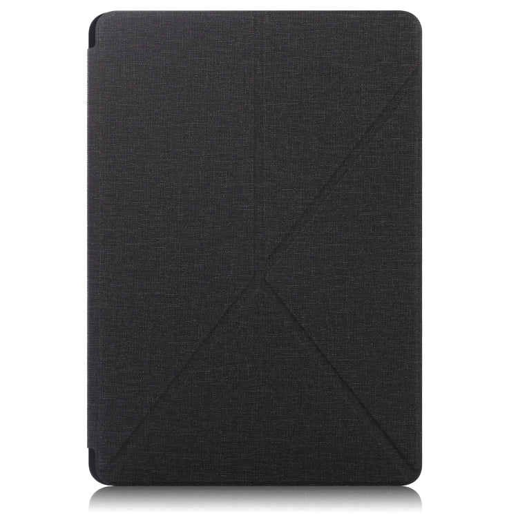 For Samsung Galaxy Tab S7 FE T730 / T735 / Tab S7+ / T970 / T975 Cloth Texture Multi-folding Leather Tablet Case with Holder & Sleep / Wake-up (Black) by buy2fix