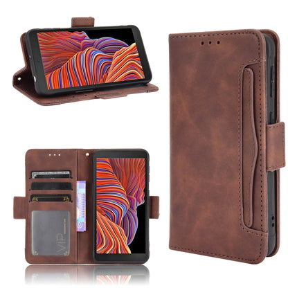 For Samsung Galaxy Xcover 5 Skin Feel Calf Pattern Horizontal Flip Leather Case with Holder & Card Slots & Photo Frame(Brown) by buy2fix