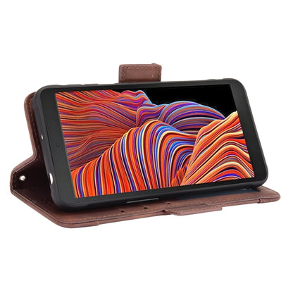 For Samsung Galaxy Xcover 5 Skin Feel Calf Pattern Horizontal Flip Leather Case with Holder & Card Slots & Photo Frame(Brown) by buy2fix