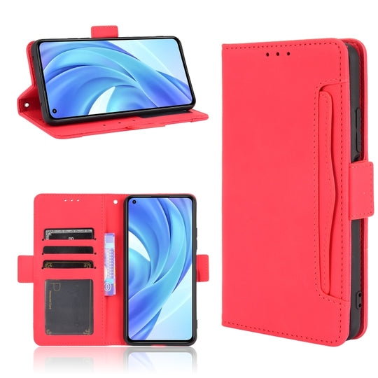 For Xiaomi Mi 11 Lite 4G / Mi 11 Lite 5G Skin Feel Calf Pattern Horizontal Flip Leather Case with Holder & Card Slots & Photo Frame(Red)
