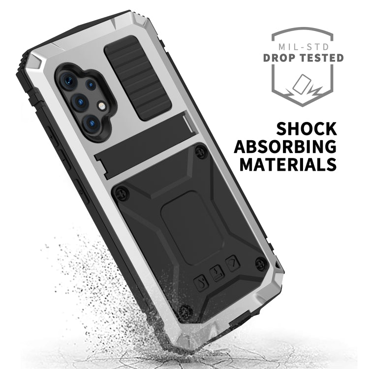 For Samsung Galaxy A32 4G R-JUST Waterproof Shockproof Dustproof Metal + Silicone Protective Case with Holder(Silver) - Samsung Accessories by R-JUST | Online Shopping UK | buy2fix