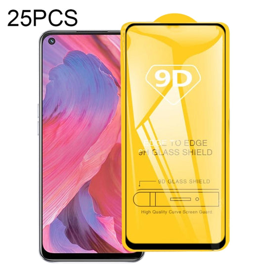 For OPPO A74 5G 25pcs 9D Full Glue Full Screen Tempered Glass Film
