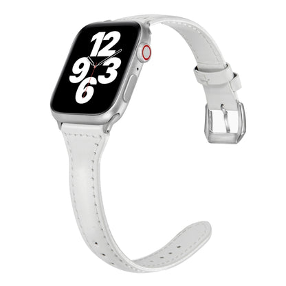 Universal T-shaped Thin Leather Watch Band For Apple Watch Series 7 41mm / 6 & SE & 5 & 4 40mm / 3 & 2 & 1 38mm(White) by buy2fix