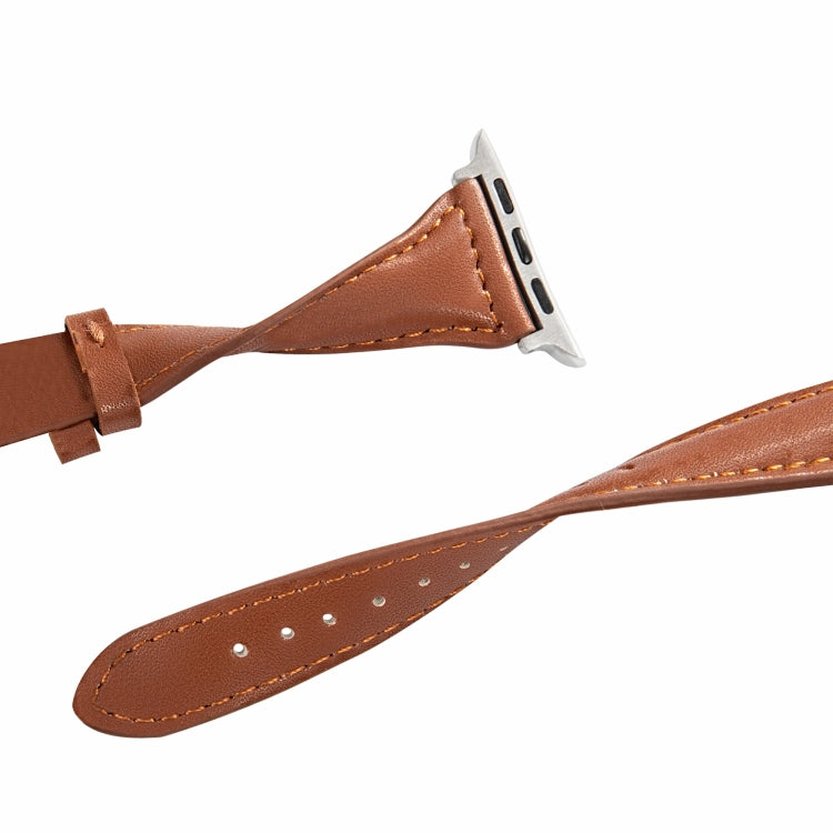 Universal T-shaped Thin Leather Watch Band For Apple Watch Series 7 41mm / 6 & SE & 5 & 4 40mm / 3 & 2 & 1 38mm(White) by buy2fix