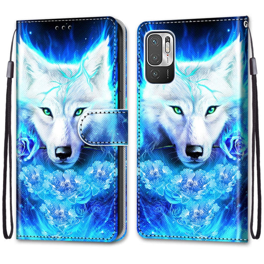 For Xiaomi Redmi Note 10 5G Coloured Drawing Cross Texture Horizontal Flip PU Leather Case with Holder & Card Slots & Wallet & Lanyard(Dick Rose Wolf) by buy2fix