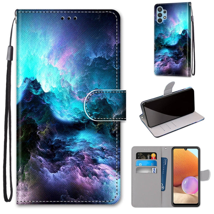 For Samsung Galaxy A32 4G / A32 Lite Coloured Drawing Cross Texture Horizontal Flip PU Leather Case with Holder & Card Slots & Wallet & Lanyard(Colorful Clouds) by buy2fix