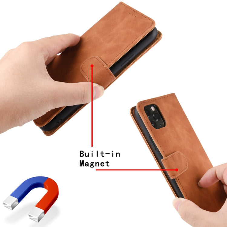 For Ulefone Note 11P Solid Color Skin Feel Magnetic Buckle Horizontal Flip Calf Texture PU Leather Case with Holder & Card Slots & Wallet(Brown) - Ulefone Cases by buy2fix | Online Shopping UK | buy2fix