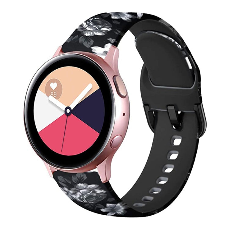 For Samsung Galaxy Watch 46mm Silicone Printing Watch Band(Grey Flowers) by buy2fix