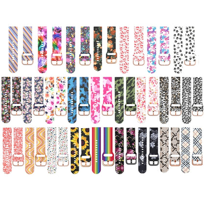 For Samsung Galaxy Watch 46mm Silicone Printing Watch Band(Grey Flowers) by buy2fix