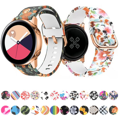 For Samsung Galaxy Watch 46mm Silicone Printing Watch Band(Grey Flowers) by buy2fix