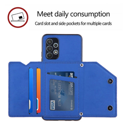 For Samsung Galaxy A32 4G (EU Version) Skin Feel PU + TPU + PC Back Cover Shockproof Case with Card Slots & Holder & Photo Frame(Blue) by buy2fix