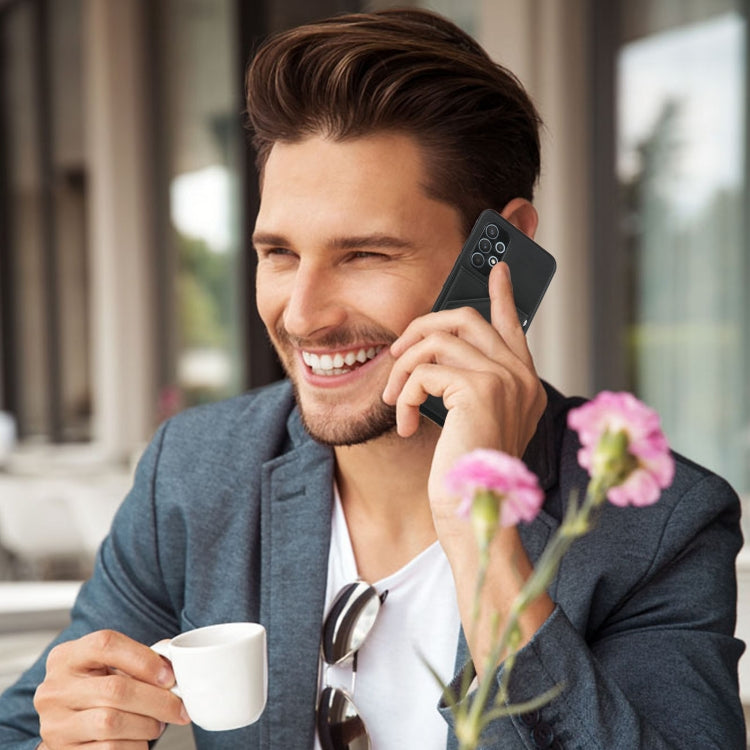 For Samsung Galaxy A32 4G (EU Version) Skin Feel PU + TPU + PC Back Cover Shockproof Case with Card Slots & Holder & Photo Frame(Black) by buy2fix