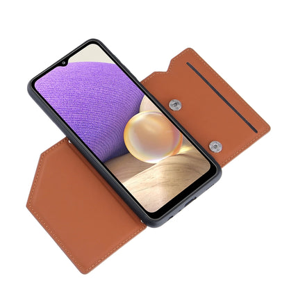 For Samsung Galaxy A32 5G Skin Feel PU + TPU + PC Back Cover Shockproof Case with Card Slots & Holder & Photo Frame(Brown) by buy2fix
