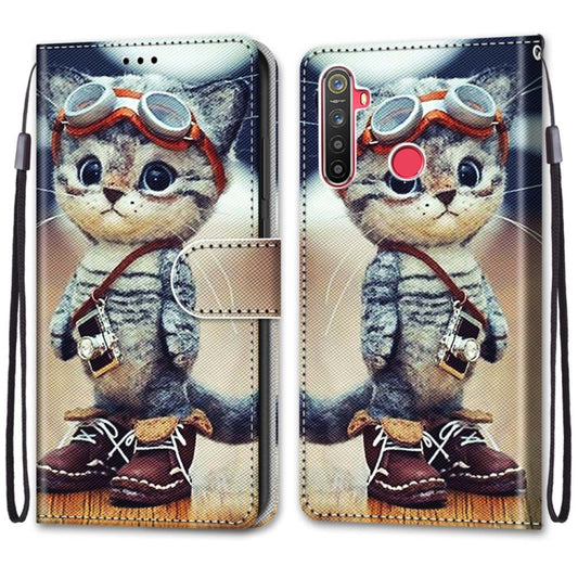 For OPPO Realme 5 / 5s / 5i / C3 / C3i / 6i / Narzo10 / 10A / 20A Coloured Drawing Cross Texture Horizontal Flip PU Leather Case with Holder & Card Slots & Wallet & Lanyard(Leather Shoes Cat) by buy2fix