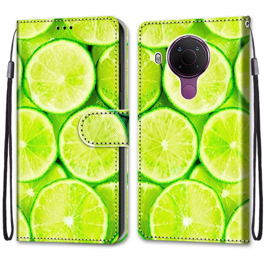 For Nokia 5.4 Coloured Drawing Cross Texture Horizontal Flip PU Leather Case with Holder & Card Slots & Wallet & Lanyard(Green Lemon) by buy2fix