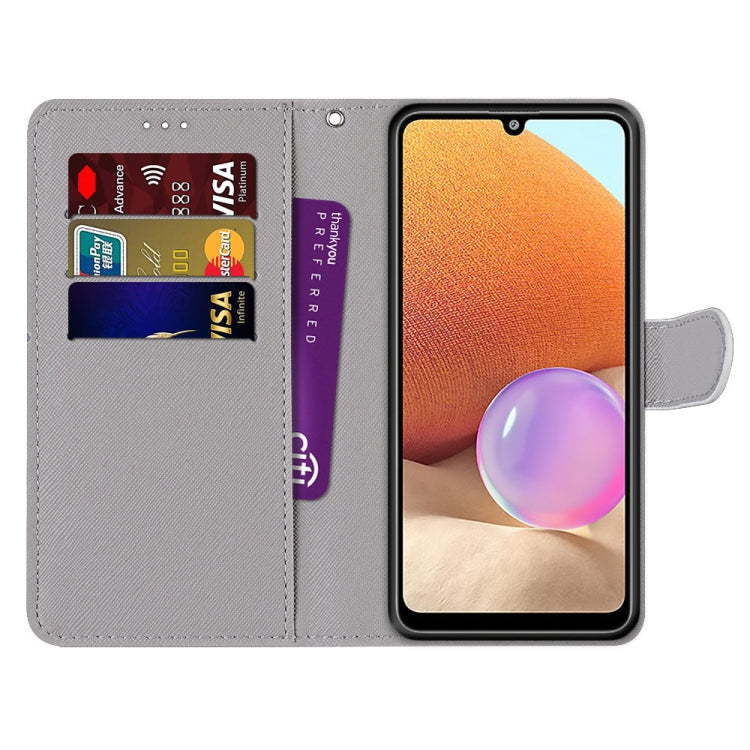 For Samsung Galaxy A32 4G / A32 Lite Coloured Drawing Cross Texture Horizontal Flip PU Leather Case with Holder & Card Slots & Wallet & Lanyard(Green Lemon) by buy2fix