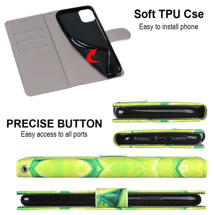 For Samsung Galaxy A32 4G / A32 Lite Coloured Drawing Cross Texture Horizontal Flip PU Leather Case with Holder & Card Slots & Wallet & Lanyard(Green Lemon) by buy2fix