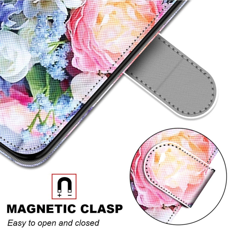 For Samsung Galaxy S21 FE Coloured Drawing Cross Texture Horizontal Flip PU Leather Case with Holder & Card Slots & Wallet & Lanyard(Light Pink Bouquet) by buy2fix