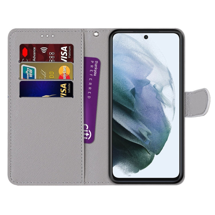 For Samsung Galaxy S21 FE Coloured Drawing Cross Texture Horizontal Flip PU Leather Case with Holder & Card Slots & Wallet & Lanyard(Pink Stone Texture) by buy2fix