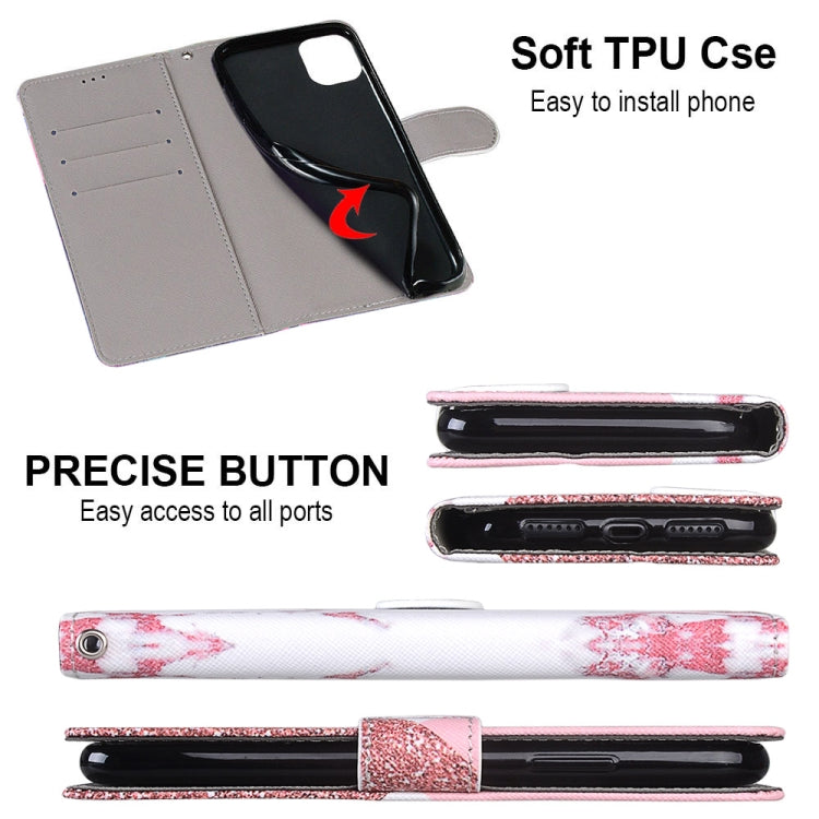 For Samsung Galaxy S21 FE Coloured Drawing Cross Texture Horizontal Flip PU Leather Case with Holder & Card Slots & Wallet & Lanyard(Pink Stone Texture) by buy2fix