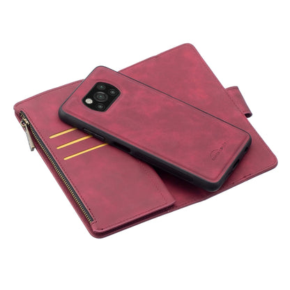 For Xiaomi Poco X3 Skin Feel Detachable Magnetic Zipper Horizontal Flip PU Leather Case with Multi-Card Slots & Holder & Wallet & Photo Frame & Lanyard(Red) by buy2fix