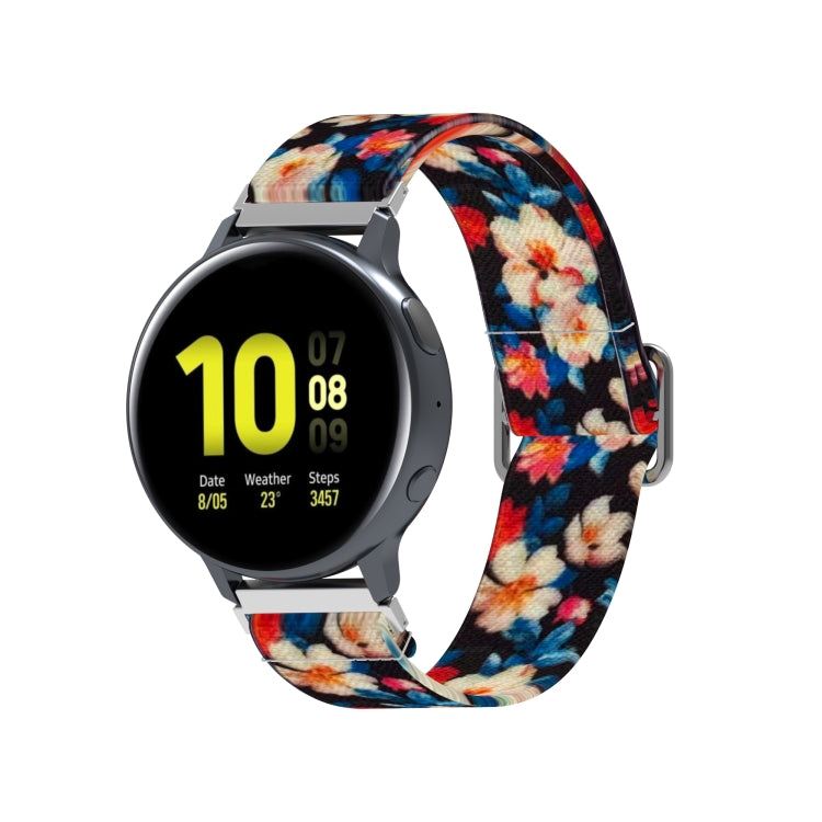 20mm For Samsung Galaxy Watch Active2 / Active Adjustable Elastic Printing Watch Band(Rhododendron) by buy2fix