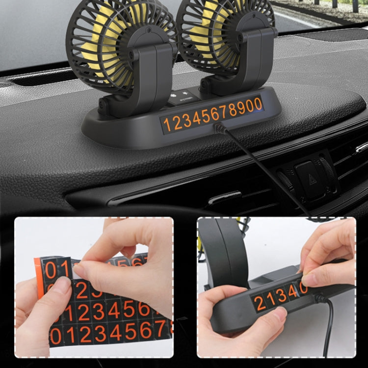 F410 USB 5V Car Dual-head Folding Electric Cooling Fan with Temporary Temporary Parking Card - In Car by buy2fix | Online Shopping UK | buy2fix