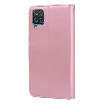 For Samsung Galaxy A12 Rose Embossed Horizontal Flip PU Leather Case with Holder & Card Slots & Wallet(Rose Gold) by buy2fix