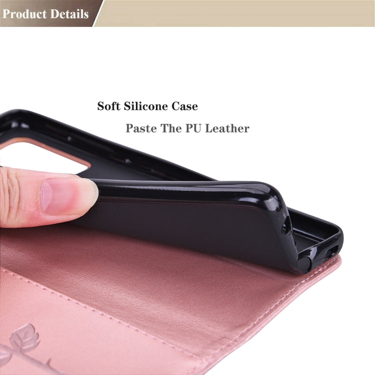 For Samsung Galaxy A12 Rose Embossed Horizontal Flip PU Leather Case with Holder & Card Slots & Wallet(Rose Gold) by buy2fix