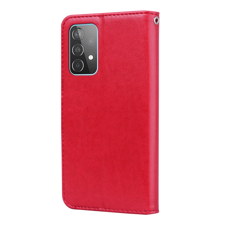 For Samsung Galaxy A52 5G / 4G Rose Embossed Horizontal Flip PU Leather Case with Holder & Card Slots & Wallet(Red) by buy2fix