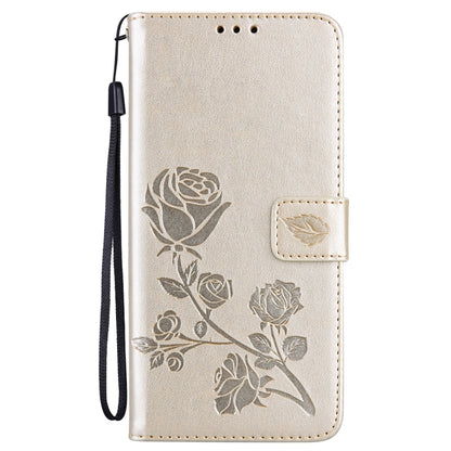 For Samsung Galaxy A52 5G / 4G Rose Embossed Horizontal Flip PU Leather Case with Holder & Card Slots & Wallet(Gold) by buy2fix