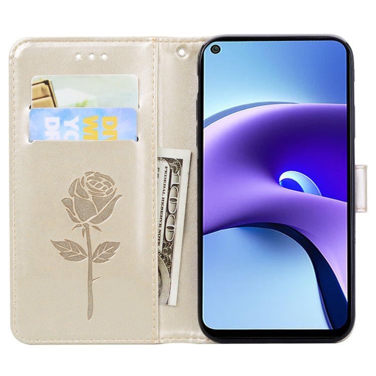 For Xiaomi Redmi Note 9T 5G Rose Embossed Horizontal Flip PU Leather Case with Holder & Card Slots & Wallet(Gold) by buy2fix