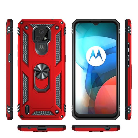 For Motorola Moto E7 Shockproof TPU + PC Protective Case with 360 Degree Rotating Holder(Red) by buy2fix