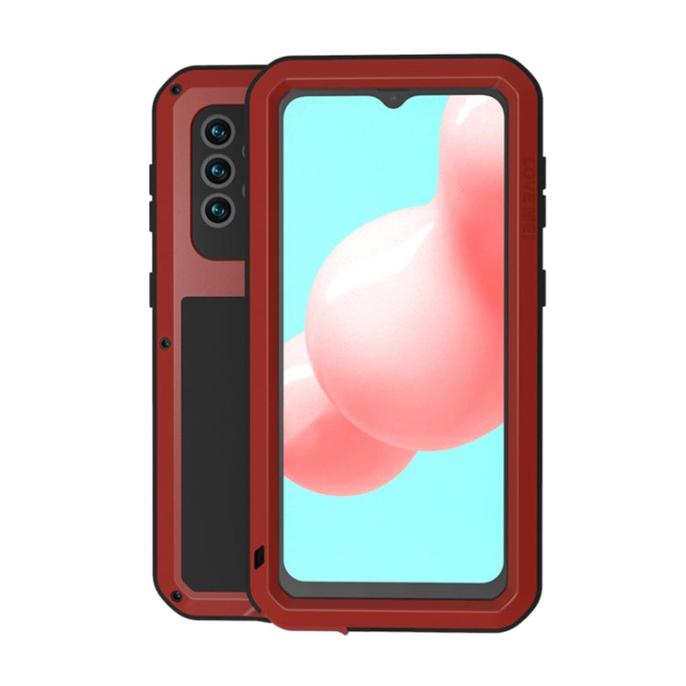 For Samsung Galaxy A32 5G LOVE MEI Metal Shockproof Waterproof Dustproof Protective Case with Glass(Red) by LOVE MEI