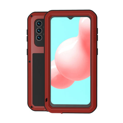 For Samsung Galaxy A32 5G LOVE MEI Metal Shockproof Waterproof Dustproof Protective Case with Glass(Red) by LOVE MEI