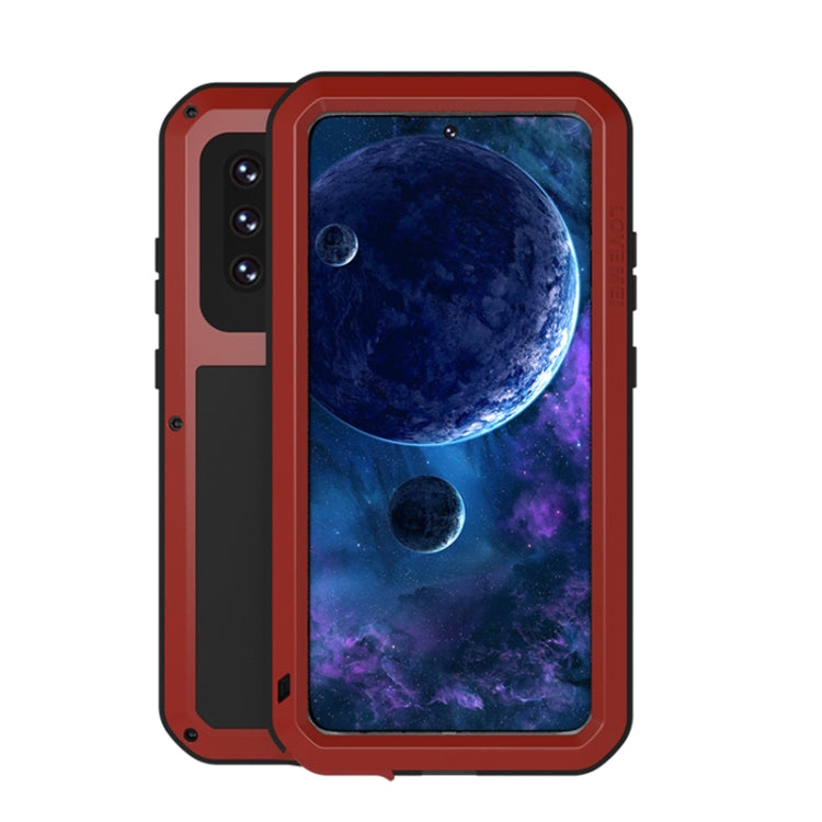 For Samsung Galaxy A52 5G / 4G LOVE MEI Metal Shockproof Waterproof Dustproof Protective Case with Glass(Red) by LOVE MEI