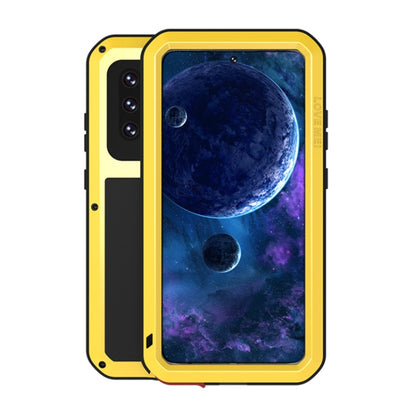 For Samsung Galaxy A52 5G / 4G LOVE MEI Metal Shockproof Waterproof Dustproof Protective Case with Glass(Yellow) by LOVE MEI