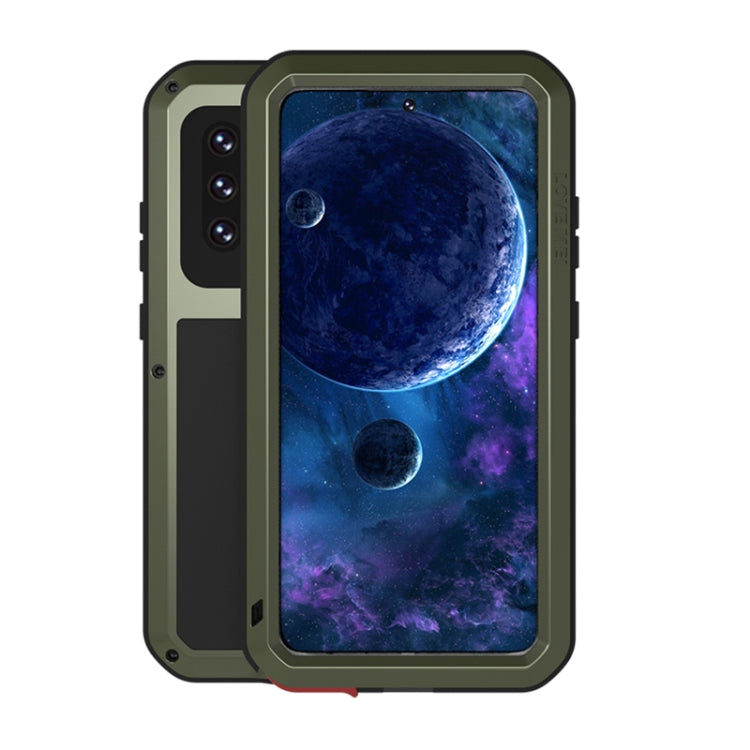 For Samsung Galaxy A52 5G / 4G LOVE MEI Metal Shockproof Waterproof Dustproof Protective Case with Glass(Army Green) - Galaxy Phone Cases by LOVE MEI | Online Shopping UK | buy2fix