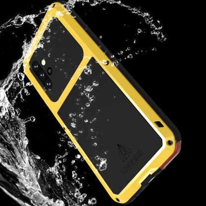 For Samsung Galaxy A72 5G / 4G LOVE MEI Metal Shockproof Waterproof Dustproof Protective Case with Glass(Yellow) by LOVE MEI