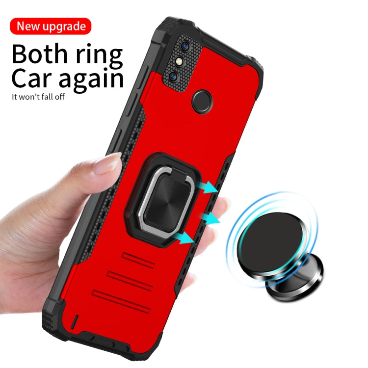 For Tecno Spark 6 Go Fierce Warrior Series Armor All-inclusive Shockproof Aluminum Alloy + TPU Protective Case with Ring Holder(Red) by buy2fix
