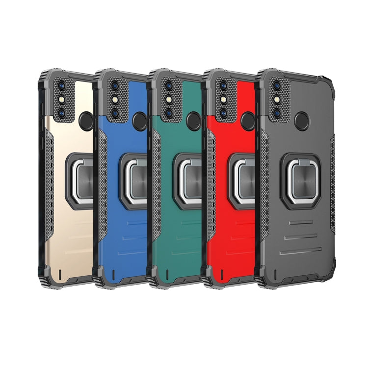For Tecno Spark 6 Go Fierce Warrior Series Armor All-inclusive Shockproof Aluminum Alloy + TPU Protective Case with Ring Holder(Red) by buy2fix