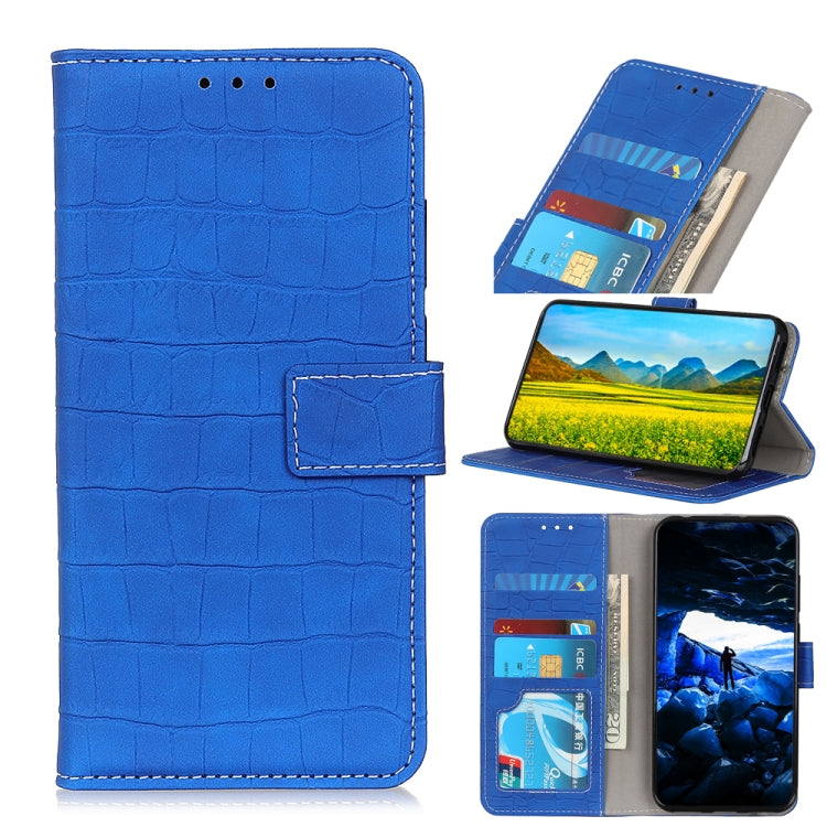 For Samsung Galaxy A22 5G(EU Version) Magnetic Crocodile Texture Horizontal Flip Leather Case with Holder & Card Slots & Wallet(Blue) by buy2fix
