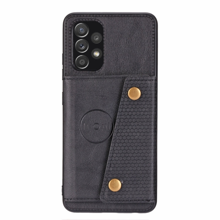 For Samsung Galaxy A32 4G Double Buckle PU + TPU Shockproof Magnetic Protective Case with Card Slot & Holder(Black) by buy2fix