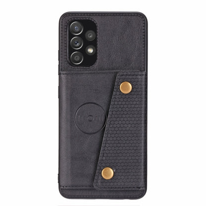 For Samsung Galaxy A32 4G Double Buckle PU + TPU Shockproof Magnetic Protective Case with Card Slot & Holder(Black) by buy2fix