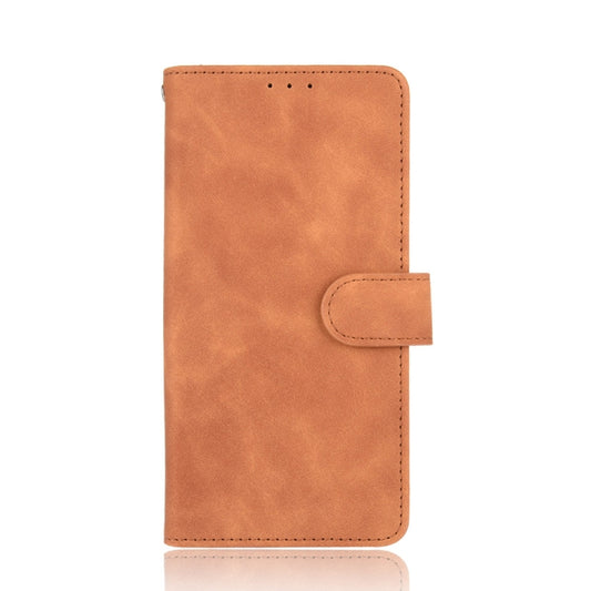 For OPPO A54 4G Solid Color Skin Feel Magnetic Buckle Horizontal Flip Calf Texture PU Leather Case with Holder & Card Slots & Wallet(Brown) by buy2fix