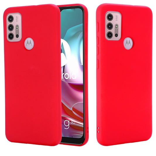For Motorola Moto G30 / G10 Solid Color Liquid Silicone Dropproof Full Coverage Protective Case(Red) by buy2fix