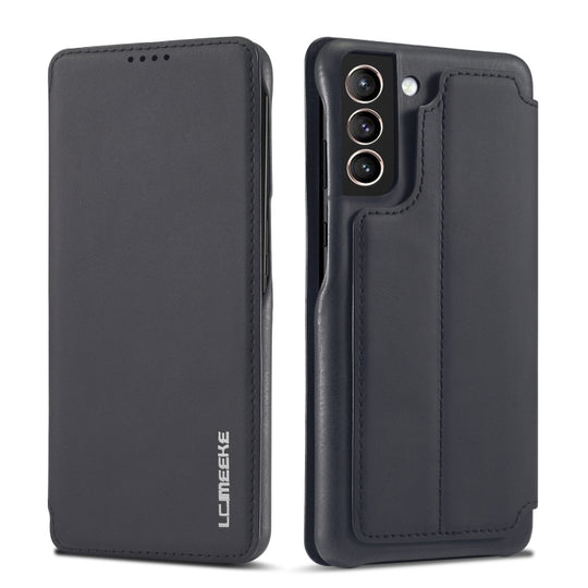 For Samsung Galaxy S21 FE LC.IMEEKE Hon Ancient Series Horizontal Flip Leather Case with Holder & Card Slot(Black)